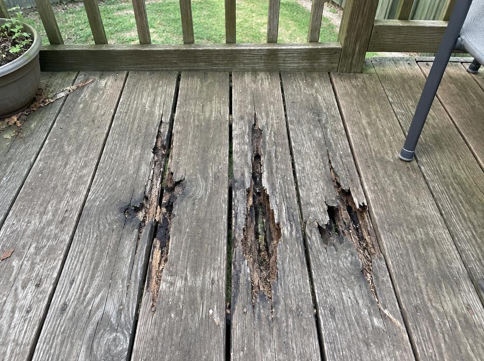 A repaired outdoor deck